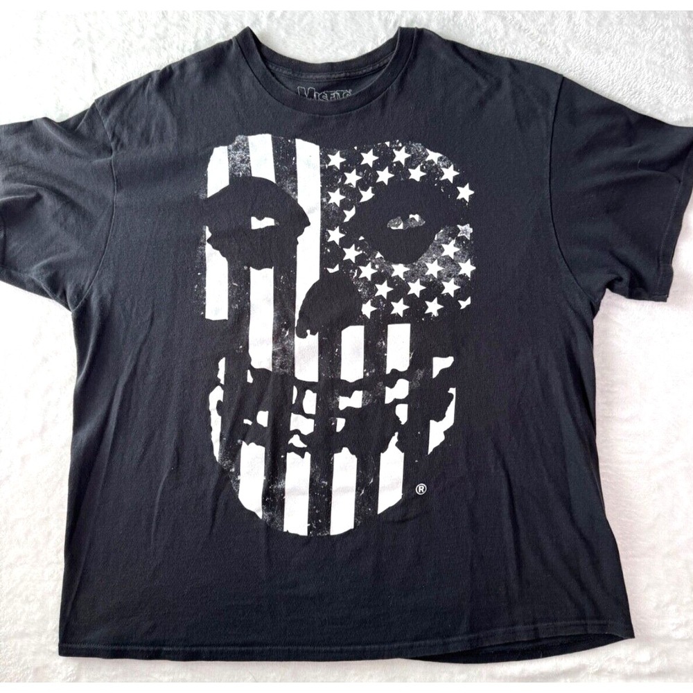 MISFITS Punk Rock T shirt‎ Black Stars and Stripes Skull XXL Licensed  2014.